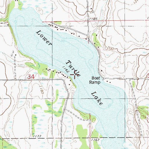 Topographic Map of Lower Turtle Lake, WI