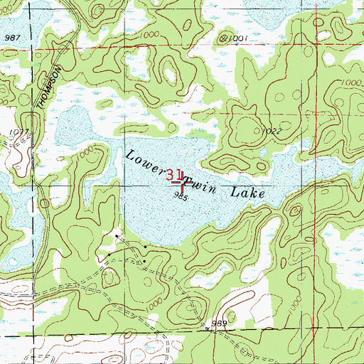 Topographic Map of Lower Twin Lake, WI