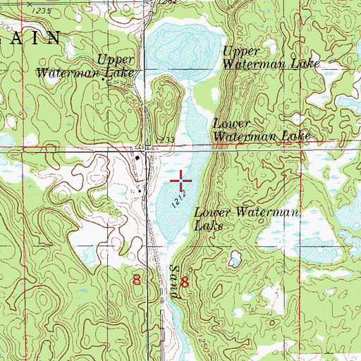 Topographic Map of Lower Waterman Lake, WI