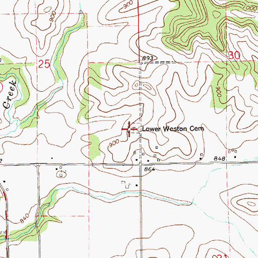 Topographic Map of Lower Weston Cemetery, WI