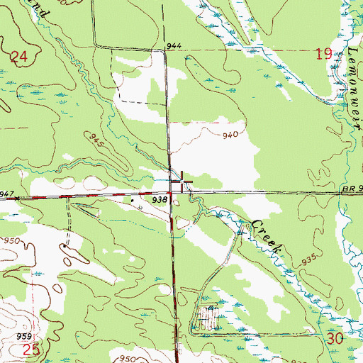 Topographic Map of Lowry Creek, WI