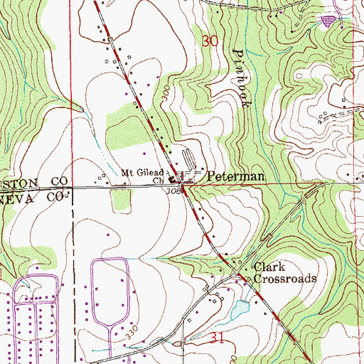 Topographic Map of Peterman, AL