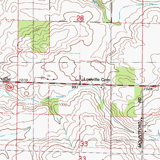 Topographic Map of Lowville Cemetery, WI