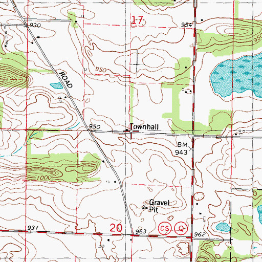 Topographic Map of Lowville Center School, WI