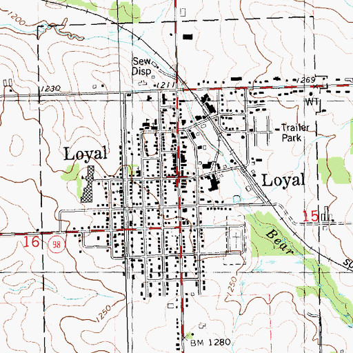 Topographic Map of Loyal, WI