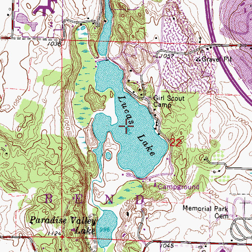 Topographic Map of Lucas Lake, WI