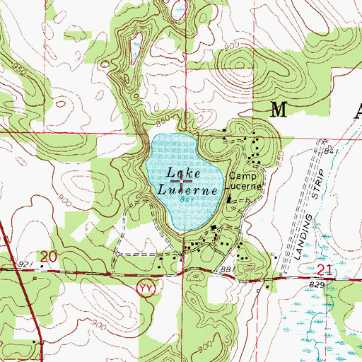 Topographic Map of Lake Lucerne, WI