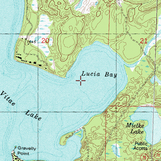 Topographic Map of Lucia Bay, WI