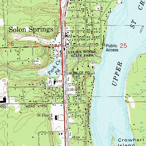 Topographic Map of Lucius Woods State Park, WI