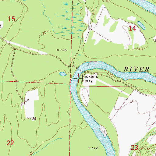 Topographic Map of Pickens Ferry (historical), AL