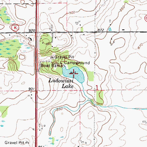 Topographic Map of Ludowissi Lake, WI