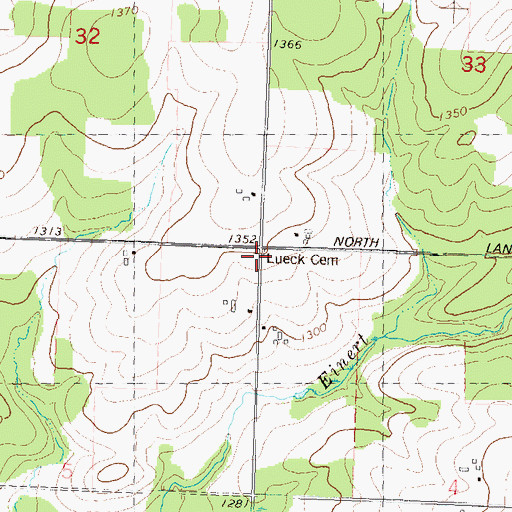 Topographic Map of Lueck Cemetery, WI