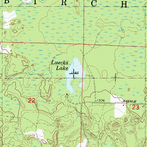 Topographic Map of Luecks Lake, WI