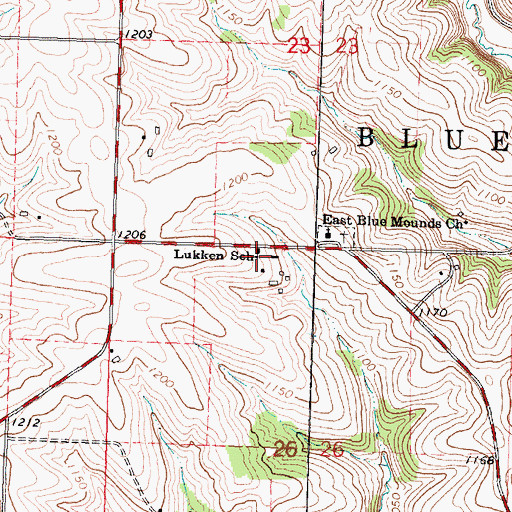 Topographic Map of Lukken School, WI