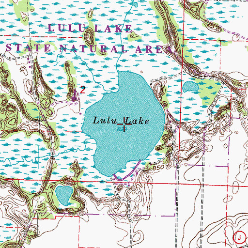 Topographic Map of Lulu Lake, WI