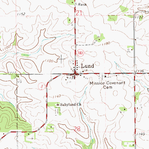 Topographic Map of Lund, WI