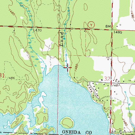 Topographic Map of Lund Creek, WI