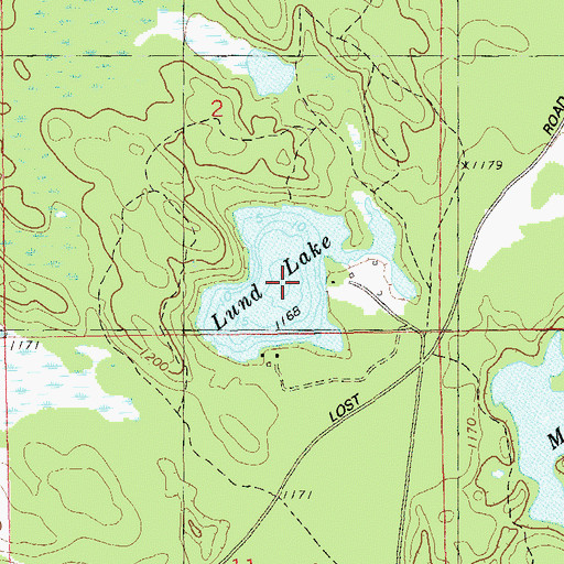 Topographic Map of Lund Lake, WI