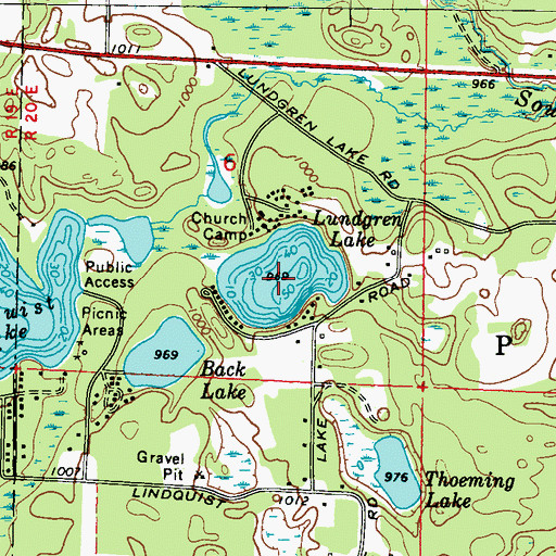 Topographic Map of Lundgren Lake, WI