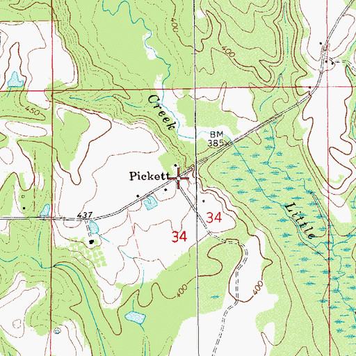 Topographic Map of Pickett, AL