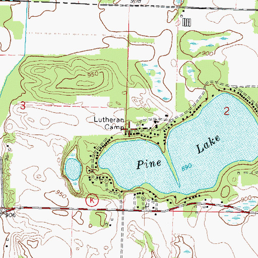 Topographic Map of Lutheran Camp, WI
