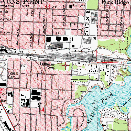 Topographic Map of Lutheran Cemetery, WI