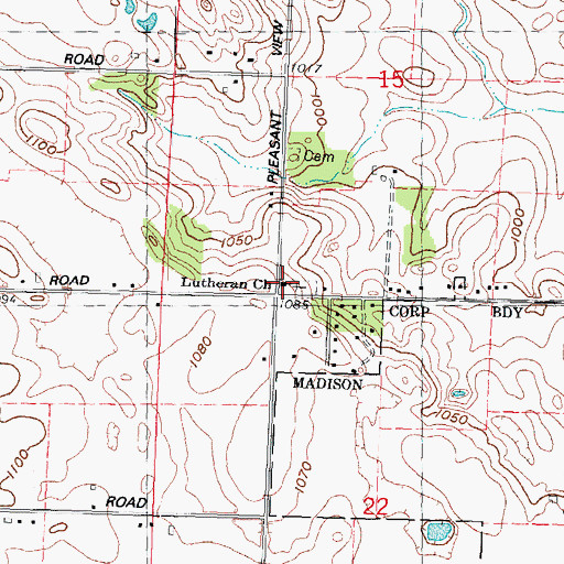 Topographic Map of Lutheran Church, WI