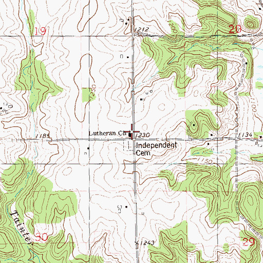 Topographic Map of Lutheran Church, WI