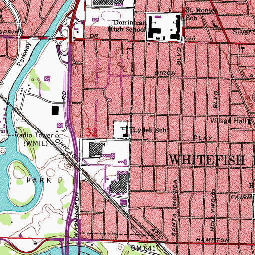 Topographic Map of Lydell School, WI