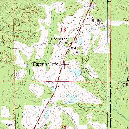 Topographic Map of Pigeon Creek, AL