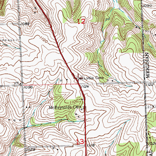 Topographic Map of Lydia Cemetery, WI