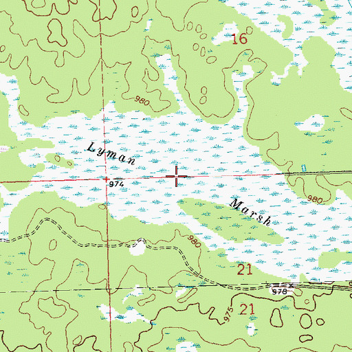 Topographic Map of Lyman Marsh, WI