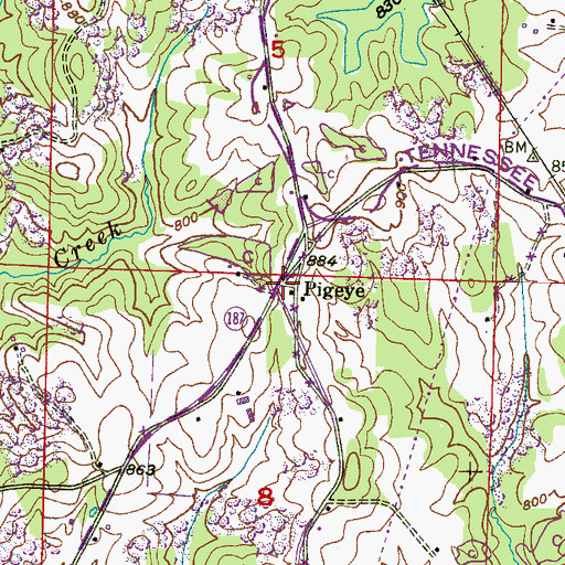 Topographic Map of Pigeye, AL