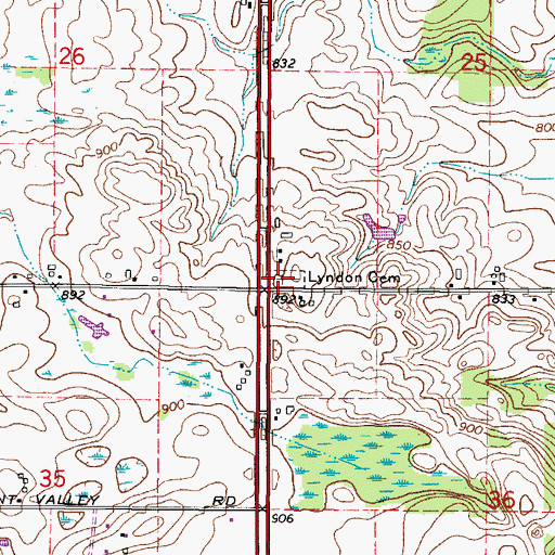 Topographic Map of Lyndon Cemetery, WI