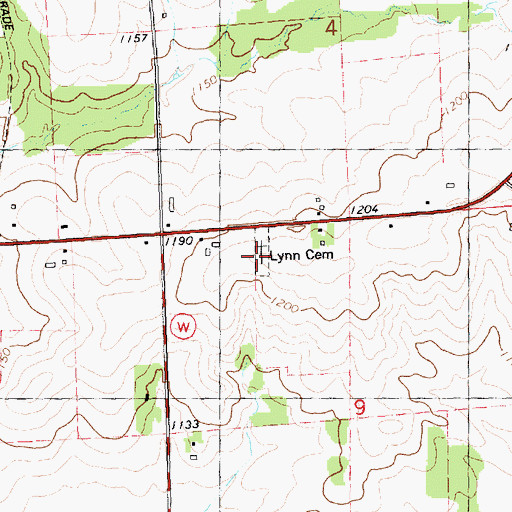 Topographic Map of Lynn Cemetery, WI