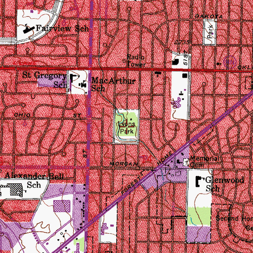 Topographic Map of Lyons Park, WI
