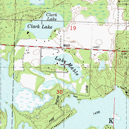 Topographic Map of Lake Mable, WI