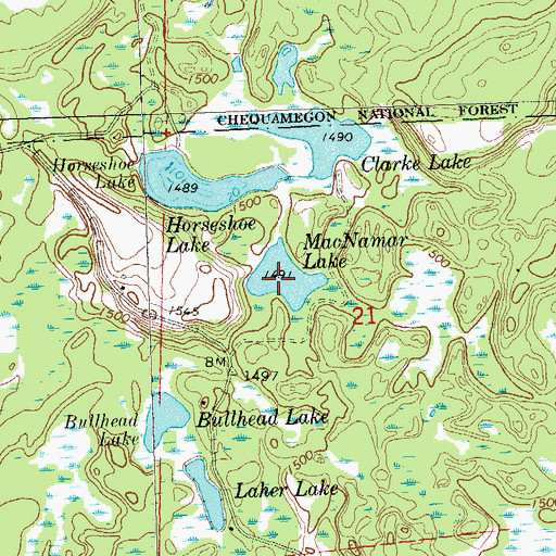 Topographic Map of McNamar Lake, WI