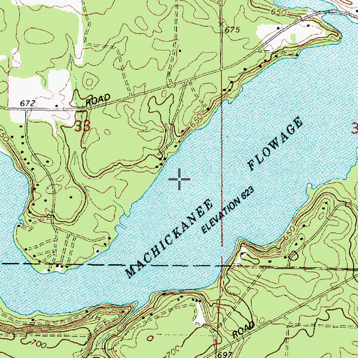 Topographic Map of Machickanee Flowage, WI