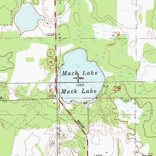 Topographic Map of Mack Lake, WI