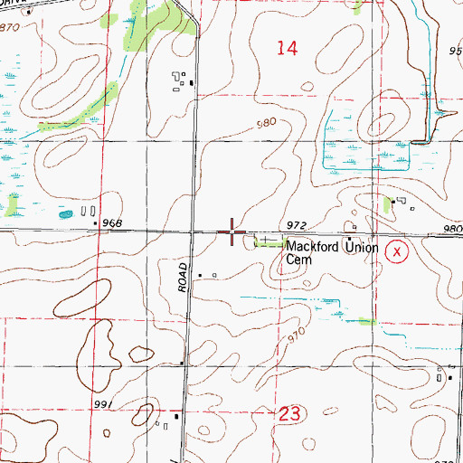 Topographic Map of Mackford Union Cemetery, WI
