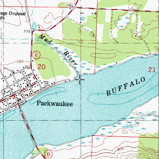 Topographic Map of Mad River, WI