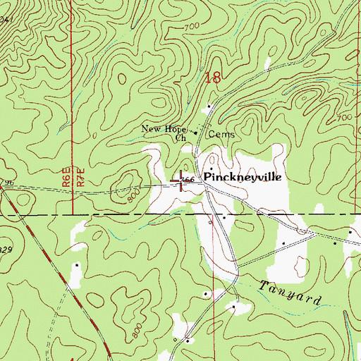 Topographic Map of Pinkneyville, AL