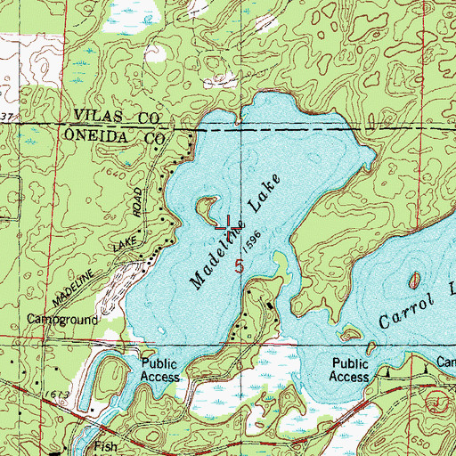 Topographic Map of Madeline Lake, WI