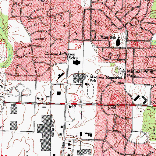Topographic Map of James Madison Memorial High School, WI
