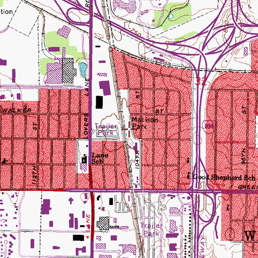 Topographic Map of Madison Park, WI