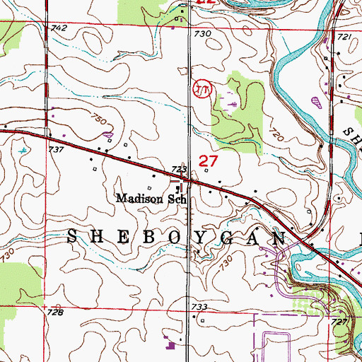 Topographic Map of Madison School (historical), WI