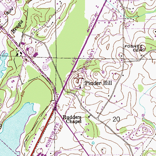 Topographic Map of Pinder Hill, AL