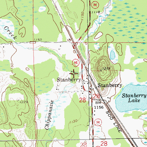 Topographic Map of Maggie Creek, WI