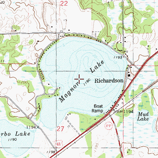 Topographic Map of Magnor Lake, WI